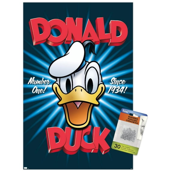 Disney Donald Duck - Number One Wall Poster with Push Pins, 14.725" x 22.375"