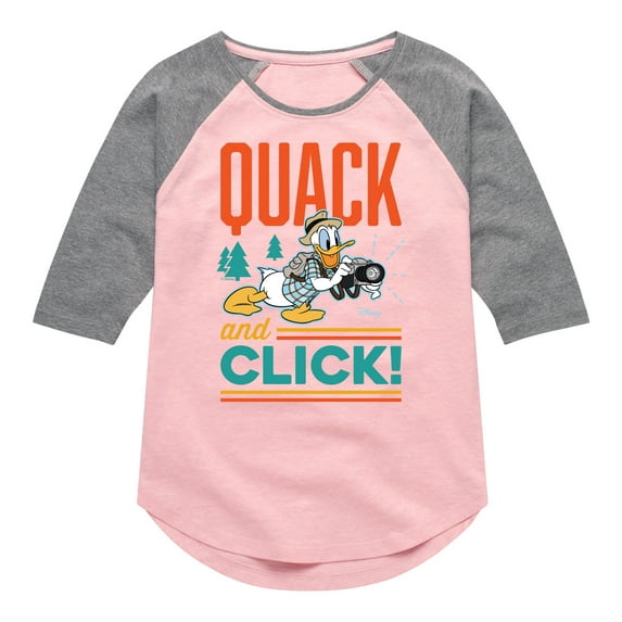 Disney - Donald Duck - Quack & Click - Toddler & Youth Girls Raglan Graphic T-Shirt