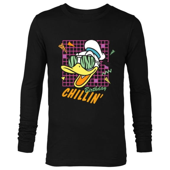 Disney Donald Duck Retro 1980s Birthday Chillin’ - Long Sleeve T-Shirt for Men - Customized-Black