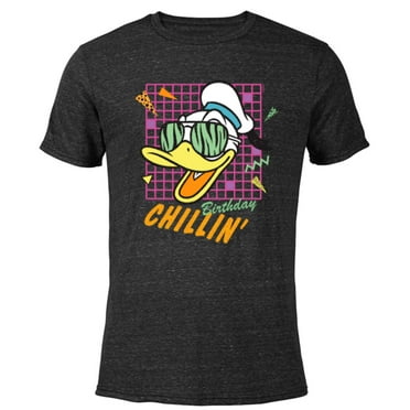 Disney Donald Duck Retro 1980s Birthday Chillin’ - Short Sleeve Blended T-Shirt for Adults - Customized-Black