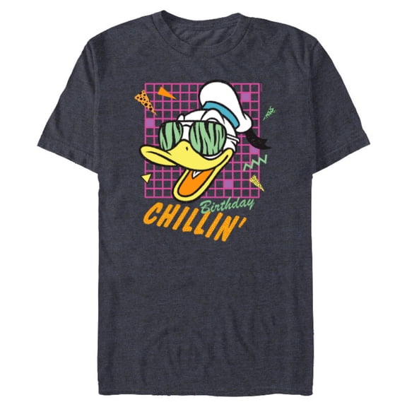 Disney Donald Duck Retro 1980s Birthday Chillin’ - Short Sleeve Blended T-Shirt for Adults - Customized-Navy Heather