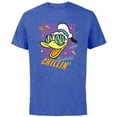 thumbnail image 1 of Disney Donald Duck Retro 1980s Birthday Chillin’ - Short Sleeve Cotton T-Shirt for Adults - Customized-Royal Heather, 1 of 5