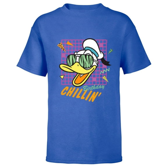 Disney Donald Duck Retro 1980s Birthday Chillin’ - Short Sleeve T-Shirt for Kids - Customized-Royal