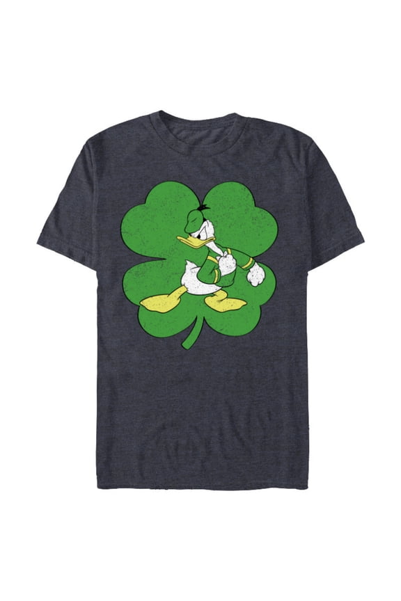 Donald Duck Retro Shamrock St. Patrick's Day - Short Sleeve Blended T-Shirt for Adults - Customized-Navy Heather