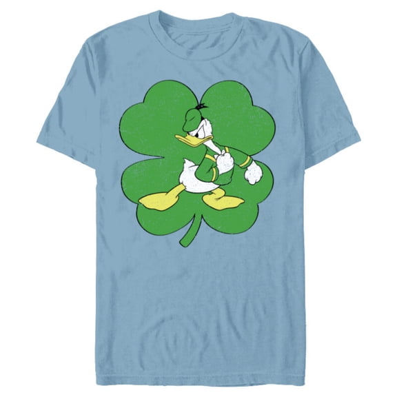 Disney Donald Duck Retro Shamrock St. Patrick's Day - Short Sleeve Blended T-Shirt for Adults - Customized-Ocean Blue