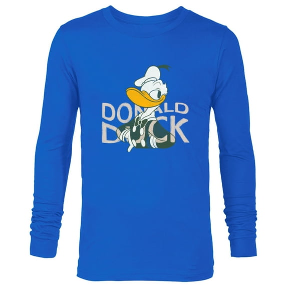 Disney Donald Duck Smile Classic Vintage Retro Distressed - Long Sleeve T-Shirt for Men - Customized-Navy