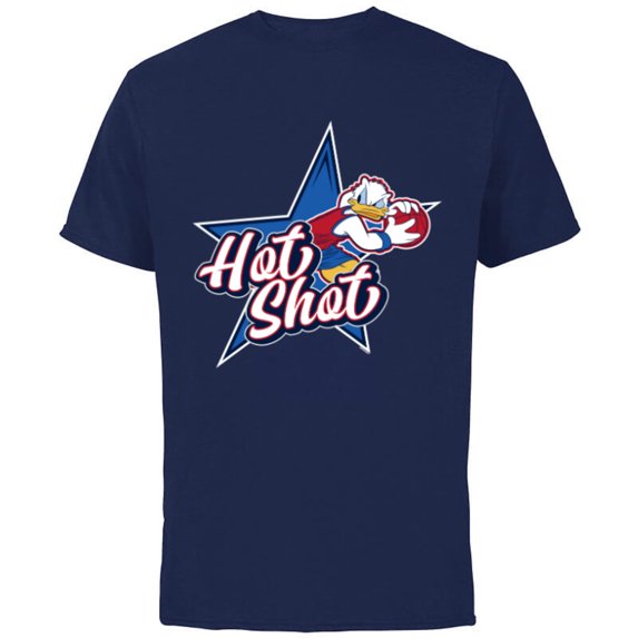 Disney Donald Duck Sports Basketball Star Hot Shot - Short Sleeve Cotton T-Shirt for Adults - Customized-Navy