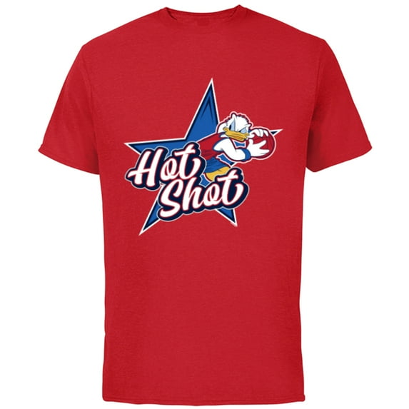 Disney Donald Duck Sports Basketball Star Hot Shot - Short Sleeve Cotton T-Shirt for Adults - Customized-Red