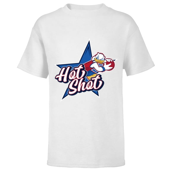 Disney Donald Duck Sports Basketball Star Hot Shot - Short Sleeve T-Shirt for Kids - Customized-White