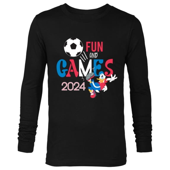 Disney Donald Duck Sports Football Soccer Fun & Games 2024- Long Sleeve T-Shirt for Men - Customized-Black