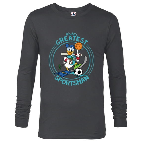 Disney Donald Duck Sportsman Father's Day - Long Sleeve T-Shirt for Men - Customized-Charcoal Heather