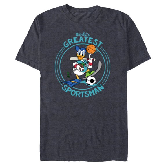 Disney Donald Duck Sportsman Father's Day - Short Sleeve Blended T-Shirt for Adults - Customized-Navy Heather