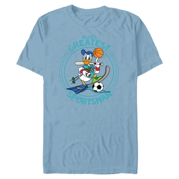 Disney Donald Duck Sportsman Father's Day - Short Sleeve Blended T-Shirt for Adults - Customized-Ocean Blue