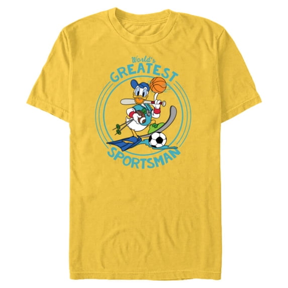Disney Donald Duck Sportsman Father's Day - Short Sleeve Blended T-Shirt for Adults - Customized-Yellow