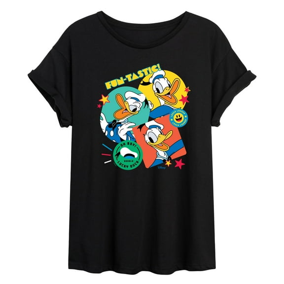 Disney - Donald Duck Sticker Look - Juniors Ideal Flowy Muscle T-Shirt