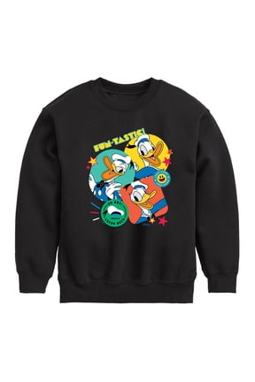 - Donald Duck Sticker Look Graphic Long Sleeve Fleece Sweatshirt