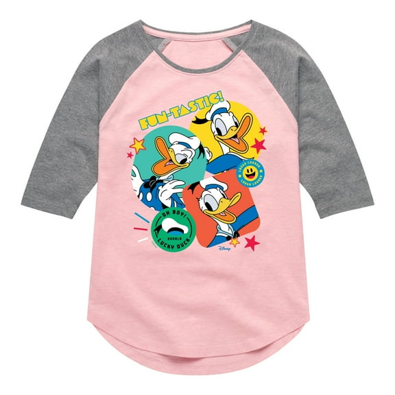 Disney - Donald Duck Sticker Look - Toddler & Youth Girls Raglan Graphic T-Shirt