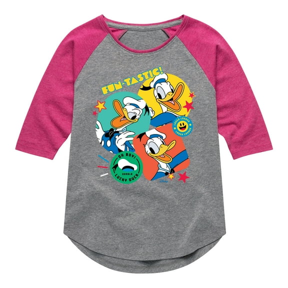 Disney - Donald Duck Sticker Look - Toddler & Youth Girls Raglan Graphic T-Shirt