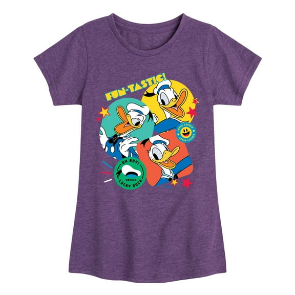 Disney - Donald Duck Sticker Look - Toddler & Youth Girls Short Sleeve Graphic T-Shirt