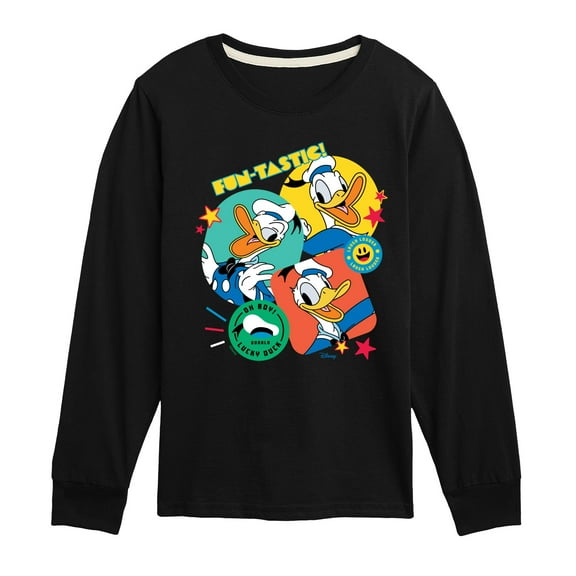 Disney - Donald Duck Sticker Look - Toddler & Youth Long Sleeve Graphic T-Shirt