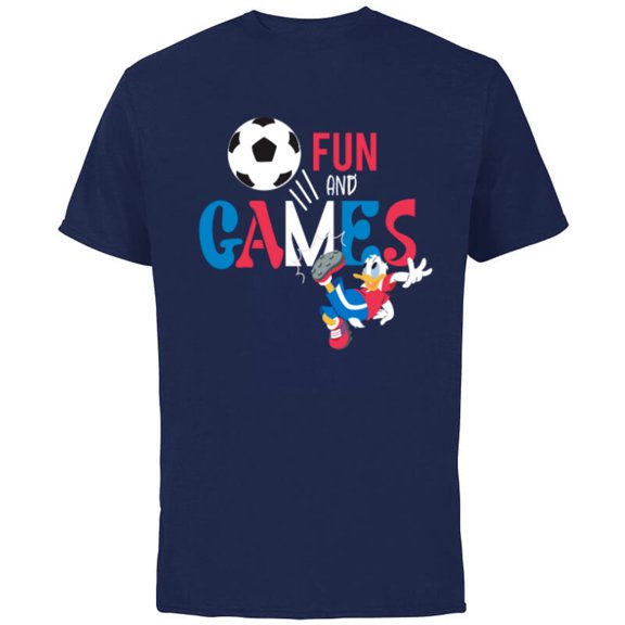 Disney Donald Duck Summer Sports Football Soccer Fun & Games- Short Sleeve Cotton T-Shirt for Adults - Customized-Navy