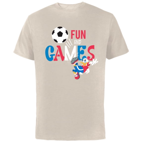 Disney Donald Duck Summer Sports Football Soccer Fun & Games- Short Sleeve Cotton T-Shirt for Adults - Customized-Natural