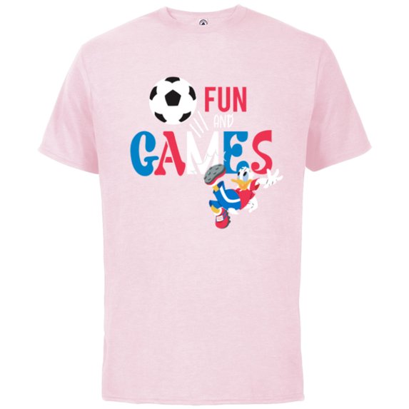 Disney Donald Duck Summer Sports Football Soccer Fun & Games- Short Sleeve Cotton T-Shirt for Adults - Customized-Soft Pink