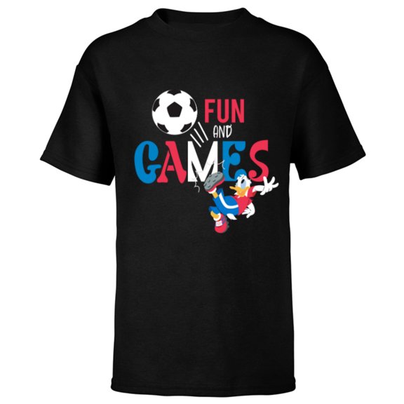Disney Donald Duck Summer Sports Football Soccer Fun & Games- Short Sleeve T-Shirt for Kids - Customized-Black
