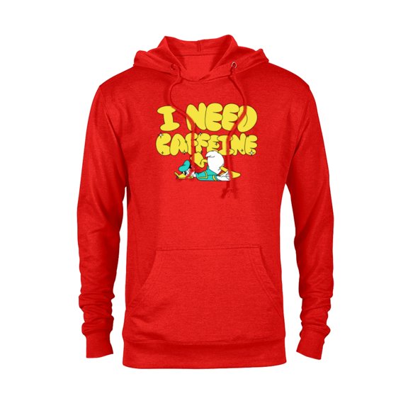 Disney Donald Duck Tired Out of Coffee I Need Caffeine Funny - Pullover Hoodie for Adults - Customized-Red