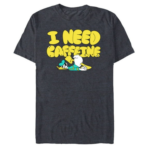 Disney Donald Duck Tired Out of Coffee I Need Caffeine Funny - Short Sleeve Blended T-Shirt for Adults - Customized-Navy Heather