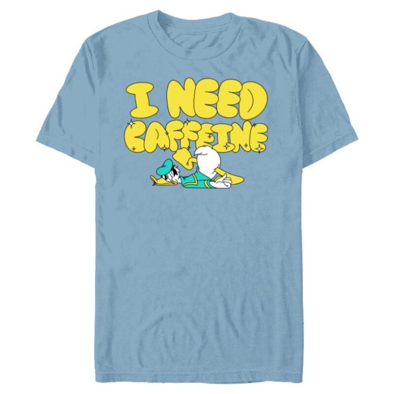 Disney Donald Duck Tired Out of Coffee I Need Caffeine Funny - Short Sleeve Blended T-Shirt for Adults - Customized-Ocean Blue