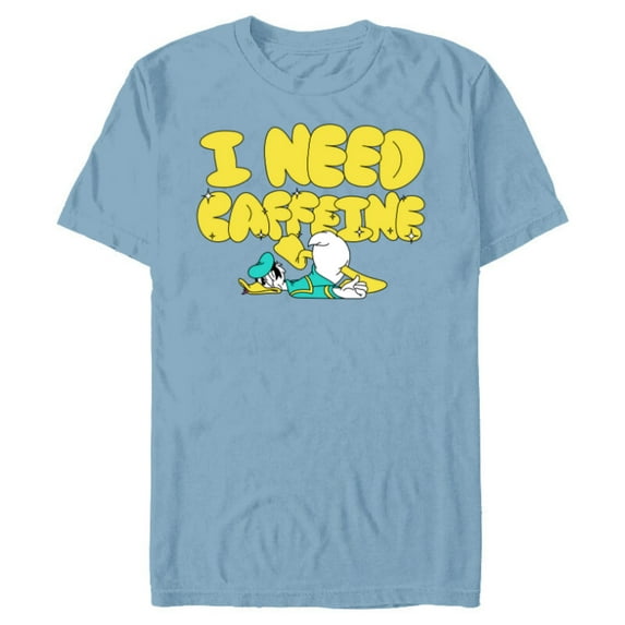 Disney Donald Duck Tired Out of Coffee I Need Caffeine Funny - Short Sleeve Blended T-Shirt for Adults - Customized-Ocean Blue
