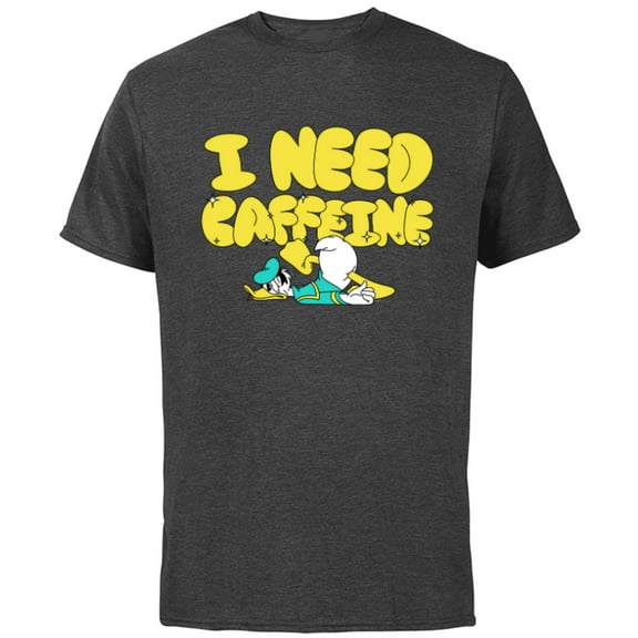 Disney Donald Duck Tired Out of Coffee I Need Caffeine Funny - Short Sleeve Cotton T-Shirt for Adults - Customized-Charcoal