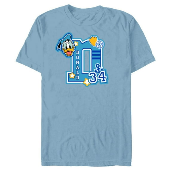 Disney Donald Duck Varsity 34 - Short Sleeve Blended T-Shirt for Adults - Customized-Ocean Blue