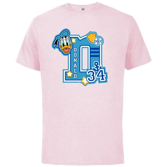 Disney Donald Duck Varsity 34 - Short Sleeve Cotton T-Shirt for Adults - Customized-Soft Pink