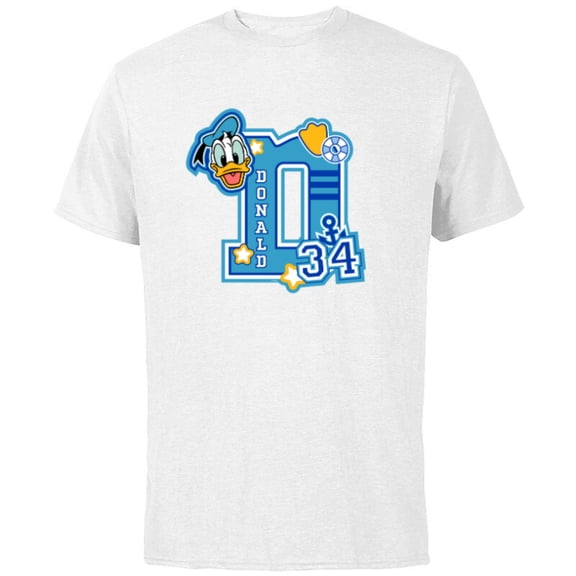 Disney Donald Duck Varsity 34 - Short Sleeve Cotton T-Shirt for Adults - Customized-White