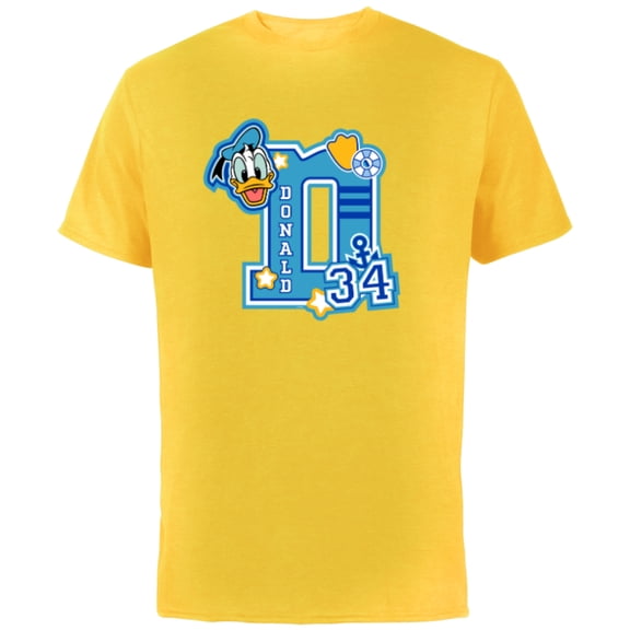 Disney Donald Duck Varsity 34 - Short Sleeve Cotton T-Shirt for Adults - Customized-Yellow