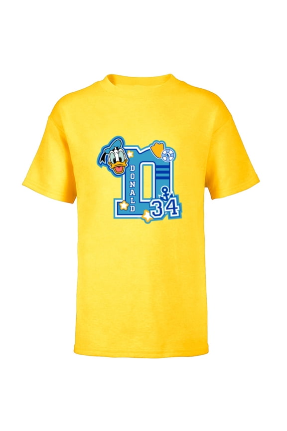 Donald Duck Varsity 34 - Short Sleeve T-Shirt for Kids - Customized-Yellow