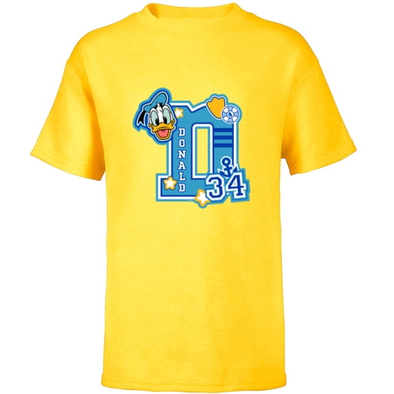 Disney Donald Duck Varsity 34 - Short Sleeve T-Shirt for Kids - Customized-Yellow