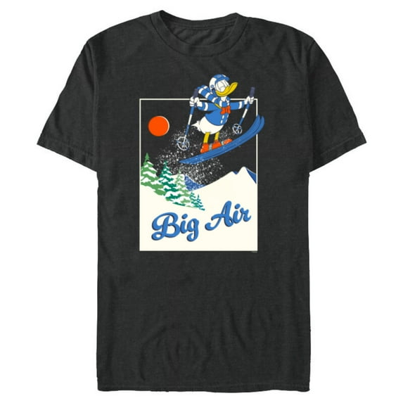 Disney Donald Duck Winter Sports Skiing Retro Ski Big Air - Short Sleeve Blended T-Shirt for Adults - Customized-Dark Heather