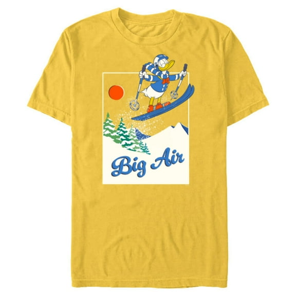 Disney Donald Duck Winter Sports Skiing Retro Ski Big Air - Short Sleeve Blended T-Shirt for Adults - Customized-Yellow