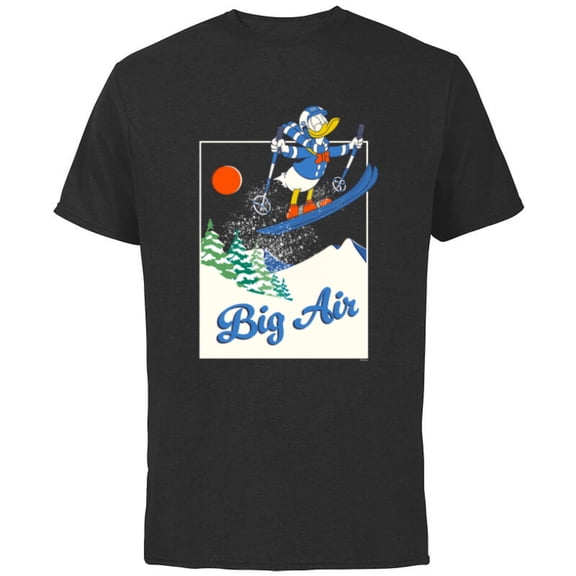 Disney Donald Duck Winter Sports Skiing Retro Ski Big Air - Short Sleeve Cotton T-Shirt for Adults - Customized-Black