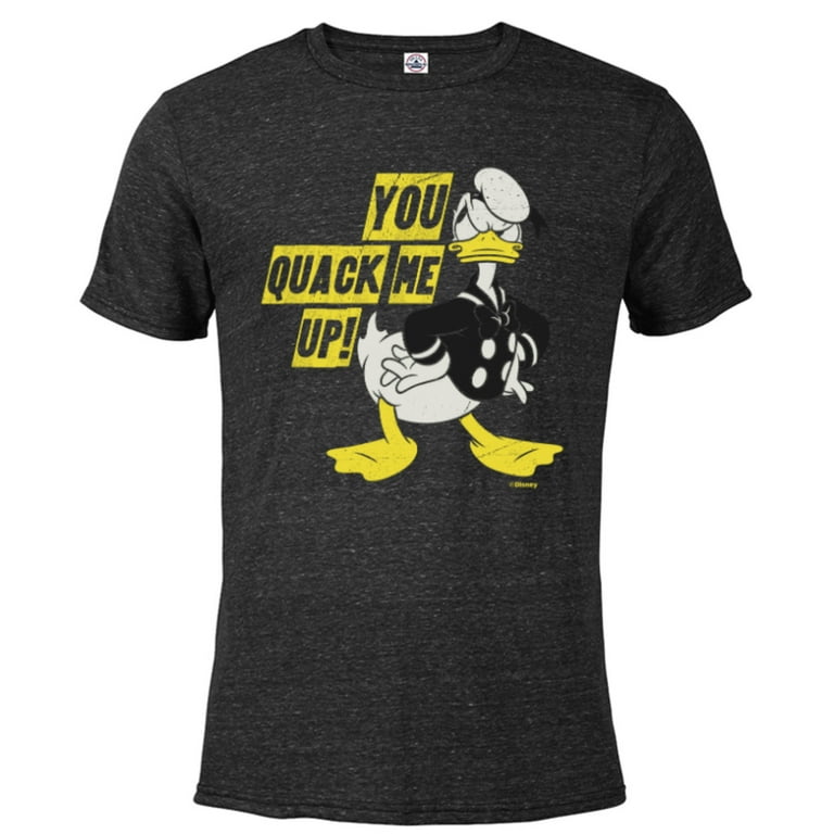 Disney Donald Duck You Quack Me Up Vintage Classics Short Sleeve Blended T Shirt for Adults Customized Black Snow Heather