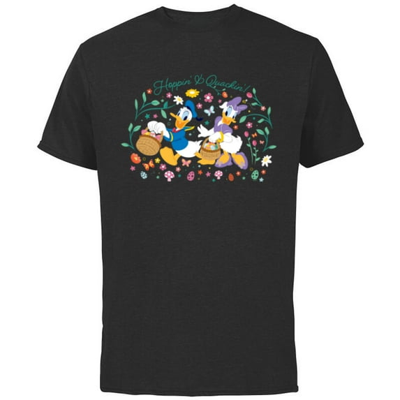 Disney Donald Duck and Daisy Duck Easter Hoppin’ & Quackin’ - Short Sleeve Cotton T-Shirt for Adults - Customized-Black