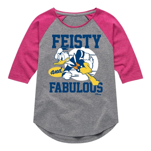 Disney - Donald Feisty And Fabulous - Toddler & Youth Girls Raglan Graphic T-Shirt