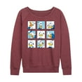 thumbnail image 1 of Disney - Donald Grid Women's Lightweight French Terry Wide Neck Long Sleeve Graphic Shirt, 1 of 5