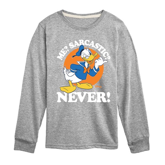 Disney - Donald Me Sarcastic Never - Toddler & Youth Long Sleeve Graphic T-Shirt
