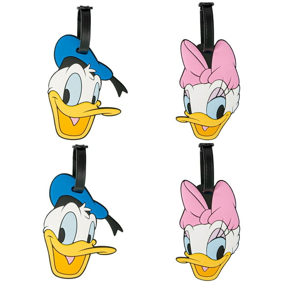 Disney Donald and Daisy Duck Blue and Pink Luggage Tag Set, 4 Pieces