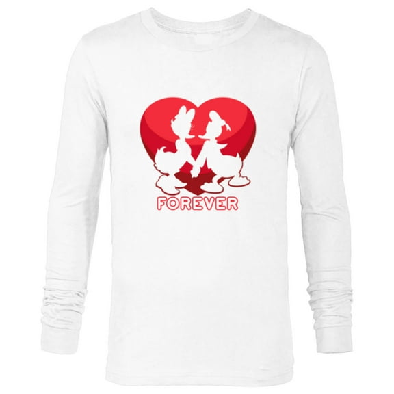 Disney Donald and Daisy Duck Forever Heart Valentine's Day - Long Sleeve T-Shirt for Men - Customized-White