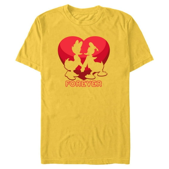 Disney Donald and Daisy Duck Forever Heart Valentine's Day - Short Sleeve Blended T-Shirt for Adults - Customized-Yellow